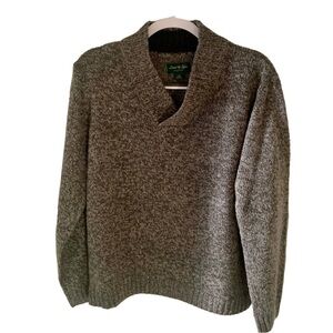 David Taylor Men's  Shawl Neck Gray Acrylic Pullover Sweater Size L